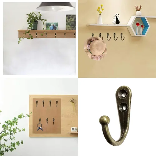 Miniatura 4 de Paquete de 12 ganchos de metal para colgar ropa, chaquetas, batas, toallas, sombreros, llaves, bolsas, tazas, color bronce