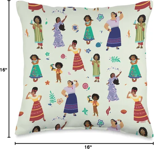 Miniatura 4 de Disney Encanto Mirabel Bruno Isabela y Madrigal Family - Almohada de 16 x 16 pulgadas, multicolor