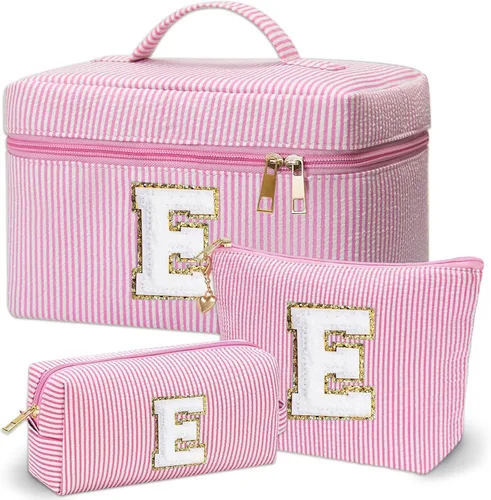 Miniatura 48 de Bolsa de maquillaje Adoryoung 3 piezas rosa+azul, Azul, A