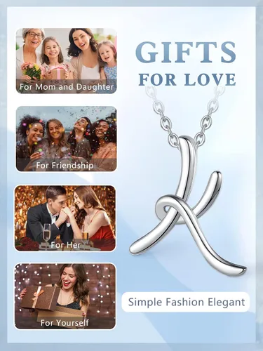 Miniatura 62 de EUDORA Collares de plata esterlina con inicial para mujer, regalos clásicos de 26 letras sin cuello para niñas, hermana, madre hija, cadena de 18