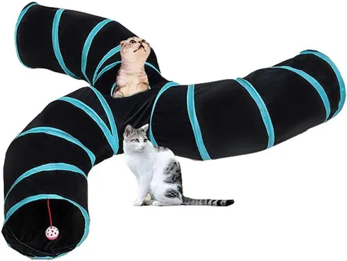 Miniatura 7 de Túneles para gatos, juguetes de juego arrugados, tubo plegable con laberinto de bolas, casa para gatos, mascotas, interactivos, para gatos, Túnel