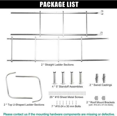 Miniatura 5 de Escalera universal exterior para caravana, escalera de aluminio para remolque de viaje de 7.6 pies y 8.4 pies, capacidad de 250 libras