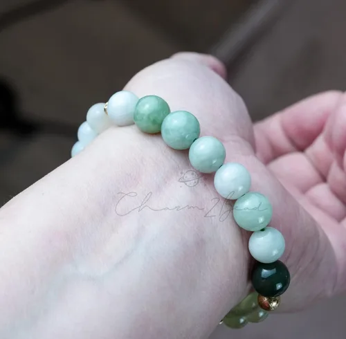Miniatura 180 de Precious Gemstone Natural Crystal Healing Bracelet, Rutilated Quartz, Moonstone, Quartz Handmade Original Design Bracelet