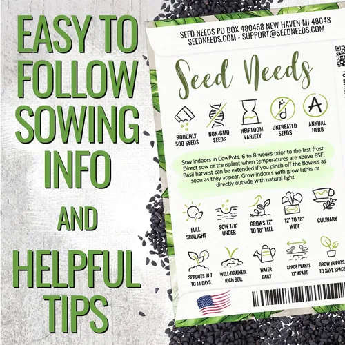 Miniatura 4 de Seed Needs Semillas de albahaca para plantar hierbas italianas de hojas grandes, reliquia sin OMG y sin tratar, cultiva un jardín de hierbas
