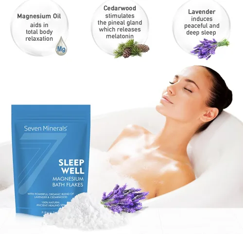 Miniatura 2 de Seven Minerals SleepWell - Escamas de cloruro de magnesio de 3 libras, absorbe mejor que la sal de Epsom, fórmula única y natural de baño completo