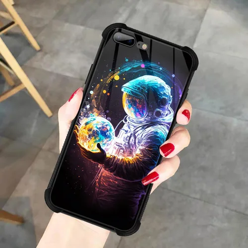 Miniatura 5 de ZHEGAILIAN Funda compatible con iPhone 7/8 Plus, funda de vidrio orgánico para niñas, mujeres y hombres, diseño de cuatro esquinas, antiarañazos, a