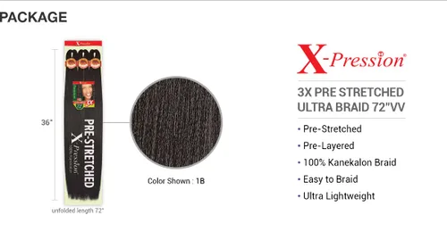 Miniatura 3 de Outre Braids X-Pression Kanekalon 3X preestirada ultra trenza de 72 pulgadas (1 paquete, 1)