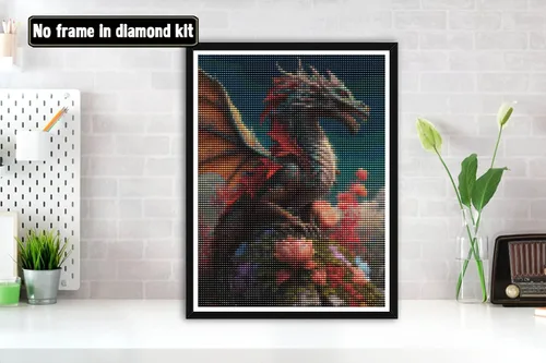 Miniatura 2 de Bimkole Kits de pintura de diamantes 5D para adultos, flor de dinosaurio, taladro completo, juego de bordado de diamantes de imitación, pintura