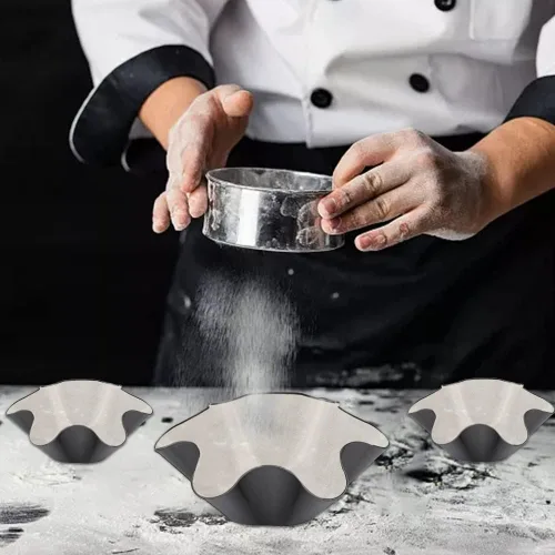 Miniatura 5 de EKDJKK Moldes para hacer ensaladas de taco, 4 paquetes de tazones antiadherentes de acero al carbono para hornear, para tortillas, moldes