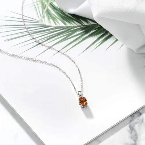 Miniatura 8 de Gem Stone King Collar de plata de ley 925 con piedra natal ovalada de 0.354 x 0.276 in Collar con colgante solitario para mujer Con cadena