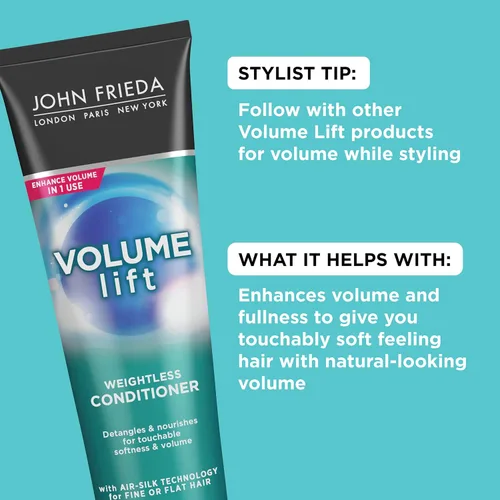 Miniatura 3 de John Frieda Volume Lift - Acondicionador sin peso, acondicionador voluminizador ligero con tecnología Air-Silk para cabello fino o plano, añade