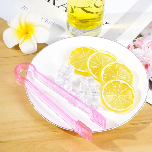 Miniatura 6 de 10 piezas de pinzas de buffet de plástico, pinzas de cocina transparentes rosas mini utensilios de servir para alimentos, hielo, ensalada, buffet