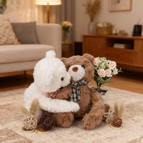 Miniatura 2 de Ositos de peluche que se abrazan, Dos ositos de peluche que se abrazan, animales de peluche para parejas, novias, niñas, niños con velcro