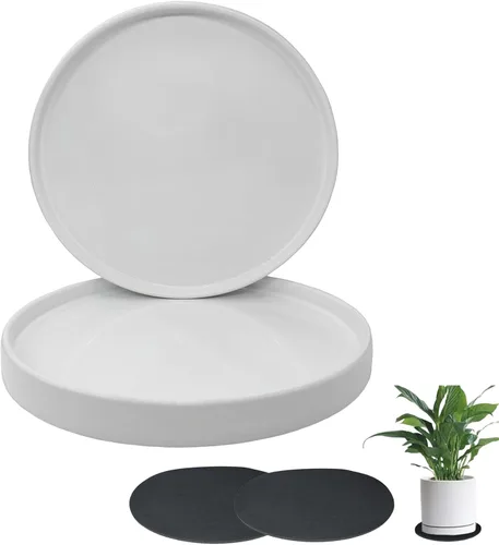 Miniatura 10 de Yukfona - 2 bandejas de cerámica para macetas, bandejas de 4 5 6 7 8 9 10 11 12 13 pulgadas para interior y exterior, resistente, duradera, base