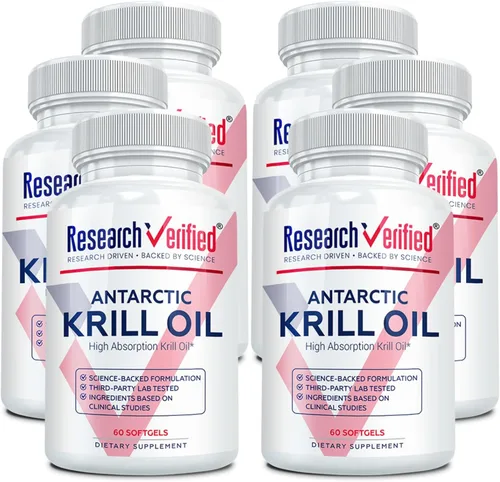 Research Verified Aceite de krill antártico, mejora la función cardíaca, aumenta la cognición, 2000 mg, 360 cápsulas blandas, suministro para 6