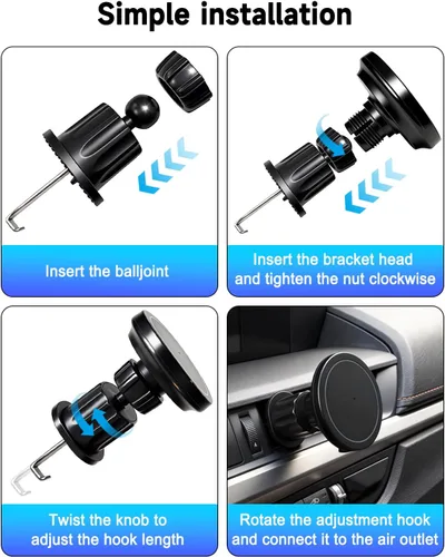 Miniatura 9 de Cargador de montaje para auto MagSafe, 100% ultra estable: cargador inalámbrico magnético de carga rápida de 15 W, soporte magnético de ventilación
