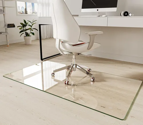 Miniatura 13 de Koonmi Tapete para silla de vidrio templado de 36"x48" - Tapete premium para silla de oficina para suelos de madera dura y alfombra de pelo bajo