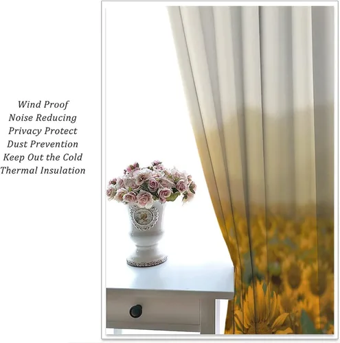 Miniatura 5 de Cortinas opacas con diseño de girasoles para ventana, puesta de sol sobre girasol, para dormitorio, sala de estar, cocina, decoración del hogar, 42