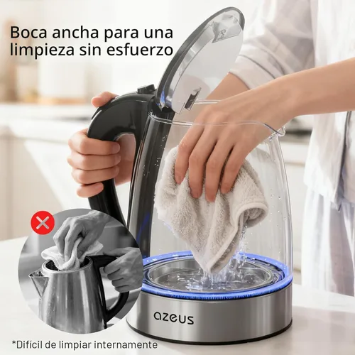 Miniatura 3 de AZEUS Hervidor Eléctrico de Agua de Ebullición Rápida, 1.8L de Gran Capacidad con Apagado Automático y Protección contra Ebullición en Seco, Vidrio