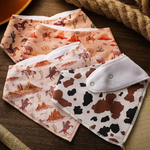 Miniatura 3 de VitalCozy 4 unidades de vaquero occidental bebé bandana babero algodón recién nacido bebé bebé babero