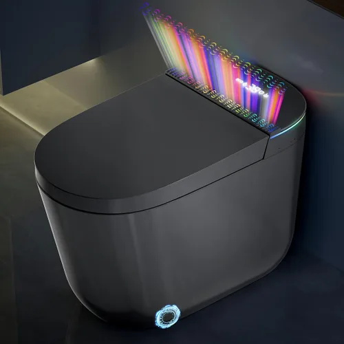 Miniatura 9 de WinZo Inodoro inteligente con bidé integrado, tapa de apertura y cierre automático con secadora, altura cómoda ADA, agua caliente instantánea, corte