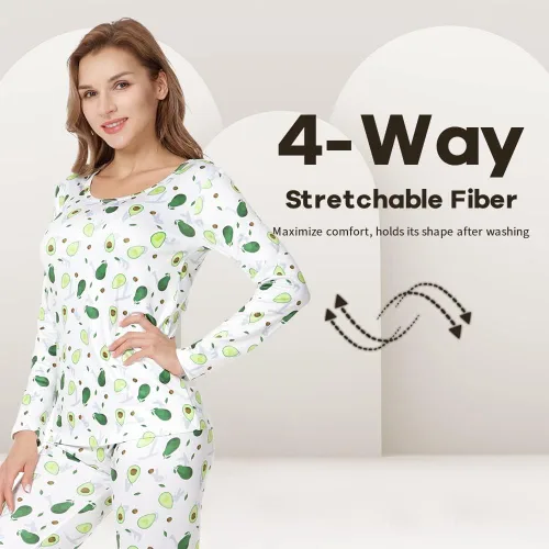 Miniatura 3 de MANCYFIT Conjunto de ropa interior térmica para mujer, con forro polar, ultra suave, cuello redondo