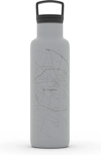 Miniatura 43 de Well Told Botella de agua aislada con mapa de Washington DC grabado, botella de acero inoxidable grabada (21 onzas, blanco) botella aislada de mapa