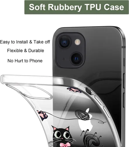Miniatura 5 de Unov Funda para iPhone 14 iPhone 13, transparente con diseño, ajuste delgado, buen agarre, funda para teléfono en relieve, cubierta protectora a
