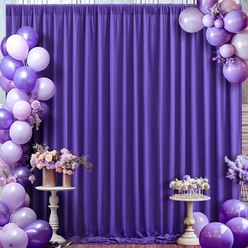 Miniatura 50 de Cortinas de fondo azul bebé de 8 x 10 pies para bodas, cortinas de fondo de poliéster sin arrugas, para baby shower, fiestas de cumpleaños