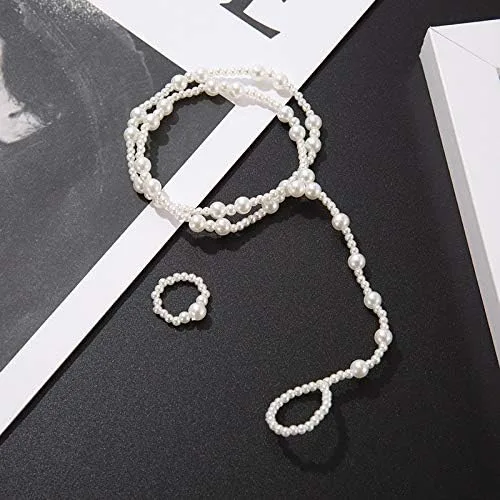 Miniatura 3 de Nattypat - Tobillera para novia, playa, perlas, descalzo, joyería para pies