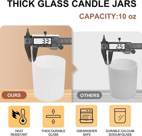 Miniatura 2 de SHOWIN Frascos de vela gruesos de 10 onzas para hacer velas 15 piezas, frascos vacíos con tapas de madera para hacer velas, contenedor de muestra