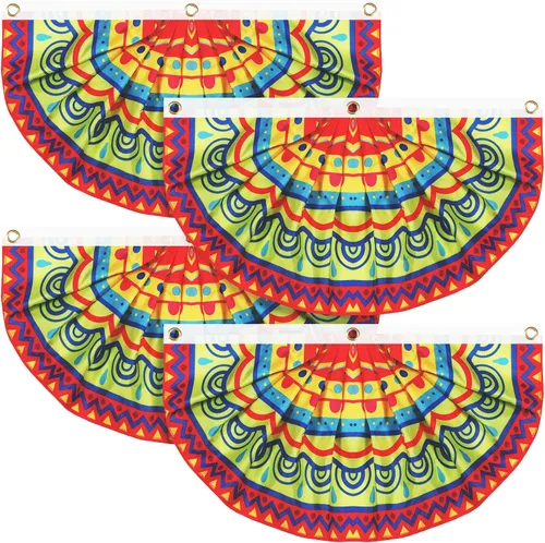 Miniatura 10 de 4 banderas de fiesta mexicana para decoración de fiesta de semicírculo, bandera plisada del Cinco de Mayo para festivales mexicanos, carnavales