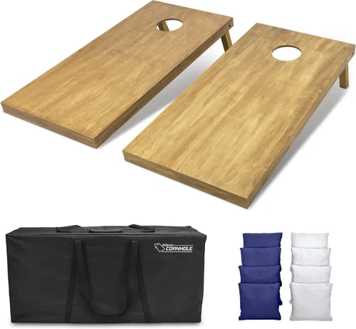 Miniatura 16 de GoSports 4 ft x 2 ft Regulation Size Wooden Cornhole Boards Set with Light Brown Finish - Includes Carrying Case and Bean Bags Negro- gris