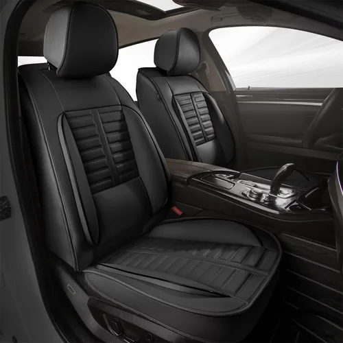 Miniatura 43 de Juego de fundas de asiento de automóvil para GMC Canyon 2015-2025, juego de fundas de asiento delantero de cuero con soporte lumbar, protector