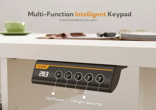Miniatura 6 de Claiks Escritorio de pie con bandeja para teclado, escritorio eléctrico de pie de altura ajustable, escritorio de pie de 48 x 24 pulgadas con Blanco