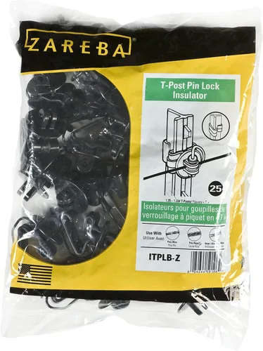 Miniatura 2 de Zareba ITPLB-Z Pin-lock T-Post Aislador, 25 por bolsa, Negro