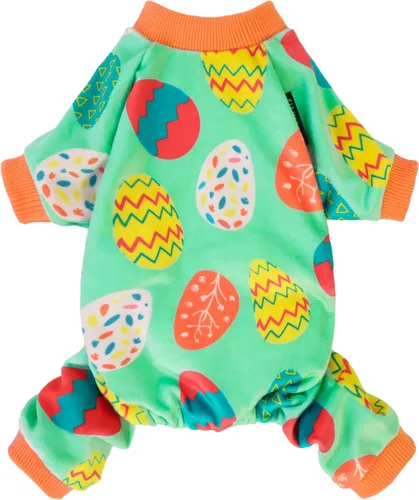 Fitwarm - Pijama de huevos de Pascua para perro, ropa festiva para perros pequeños (hembra/macho), mameluco de terciopelo ligero para cachorros y