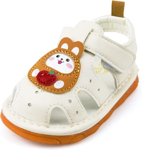 SOFMUO Sandalias chirriantes antideslizantes con suela de goma suave y puntera cerrada, zapatos de verano al aire libre para niños pequeños