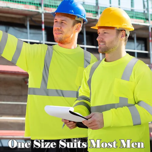 Miniatura 3 de Amylove 4 piezas camisas de seguridad de manga larga de alta visibilidad reflectantes, camisas de trabajo de construcción para hombres y mujeres
