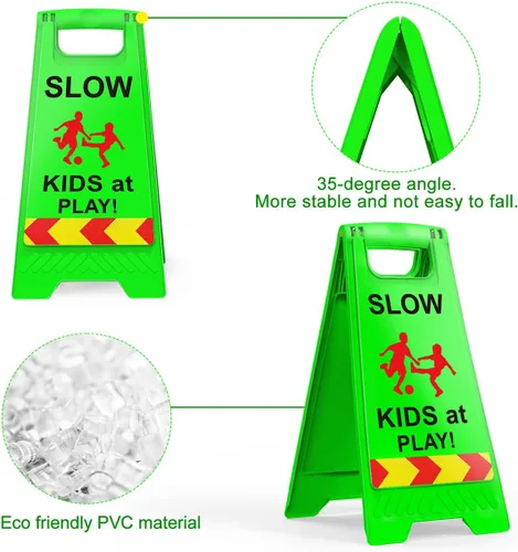 Miniatura 5 de Paquete de 2 señales de seguridad para niños en juego para la calle, señales de seguridad para niños en juego con cinta reflectante de 44.5 cm