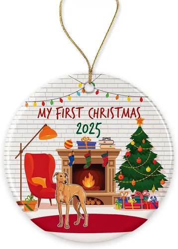 Yanashop88 Adorno de Navidad de galgo, primera Navidad de galgo, adorno para perro, mi primer perro de Navidad, adorno de Navidad para mascotas,
