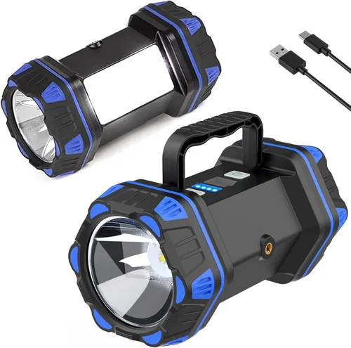 Linterna LED de campamento recargable, linterna de campamento de 1500 lm, 8 modos de luz, luces de campamento de capacidad 4800, luz de flash Azul