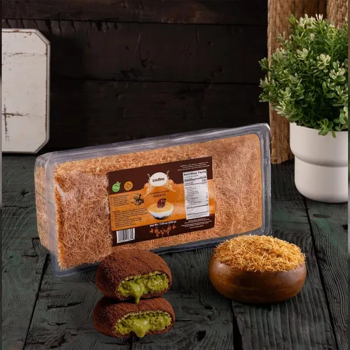 Miniatura 3 de GOURMO Kadayif al horno triturado 200g (7.1 oz), Masa de fillo triturada Kataifi asada para relleno de chocolate Dubai, Kunafa, Knafeh