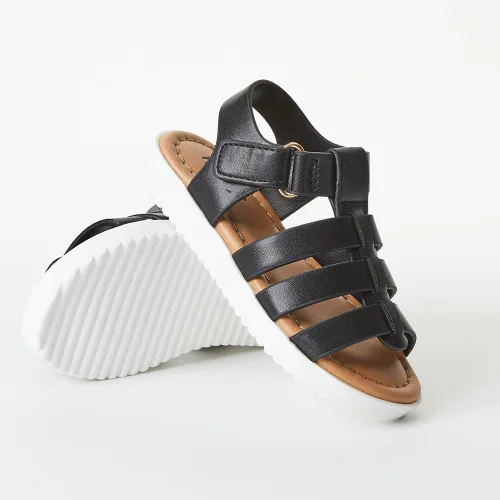 Miniatura 4 de FabKids Sandalias de gladiador para niñas, sandalias planas de tiras trenzadas, sandalias de verano con punta abierta, zapatos de vestir