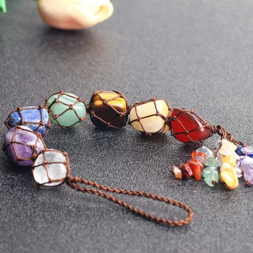 Miniatura 5 de Adornos colgantes de cristal hechos a mano para ventana de automóvil, 7 chakras, decoración del hogar, adorno de Feng Shui, yoga, meditación