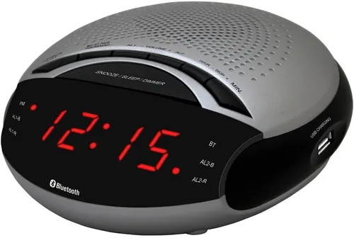Miniatura 4 de HANNLOMAX HX-139CR Radio despertador, radio FM PLL con estaciones preestablecidas, alarma dual, pantalla LED roja de 0.6 pulgadas, puerto USB