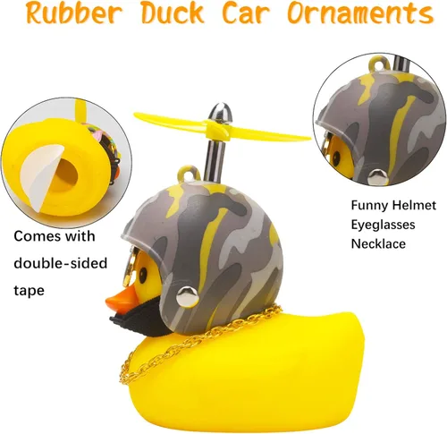 Miniatura 4 de wonuu Decoraciones de pato de goma para automóvil, lindos adornos de pato amarillo para tablero de instrumentos con hélice Desierto