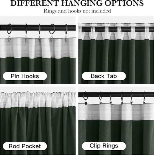Miniatura 2 de RYB HOME Cortinas elegantes de terciopelo verde de 108 pulgadas de largo, bloqueo de luz, aislamiento térmico, elegantes cortinas de terciopelo