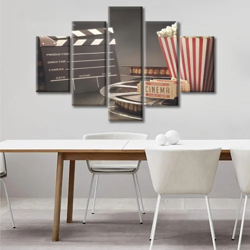 Miniatura 2 de Lienzo decorativo para pared, imágenes de cine, decoración de pared para sala de estar, 5 piezas, concepto de cine, escena, obra de arte, decoración