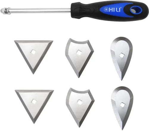 CHILI Hand Tools - Juego de raspadores de acero inoxidable 3 en 1, removedor de pintura de madera, 9 pulgadas de longitud con cuchillas de repuesto
